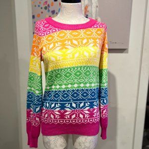 Tipsy Elves Rainbow Day glow Ski Sweater